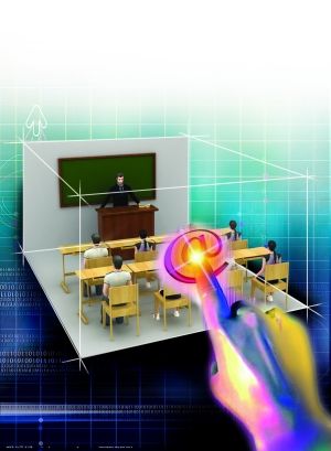 在通訊產(chǎn)業(yè)飛速發(fā)展下，在線教育成為培訓(xùn)業(yè)發(fā)展的新契機，這種借助網(wǎng)絡(luò)隨時隨地學(xué)習(xí)的方式越來越被認(rèn)可。新京報插圖/許英劍 郭宇